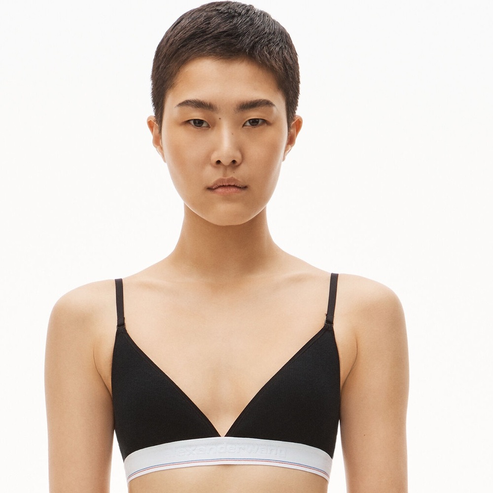 Alexander Wang Black Bralette with White Band